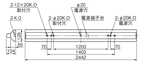 三菱 EL-LYV8001 AHN(65A2) 直管形LEDベースライト 逆富士器具(V1) 1灯