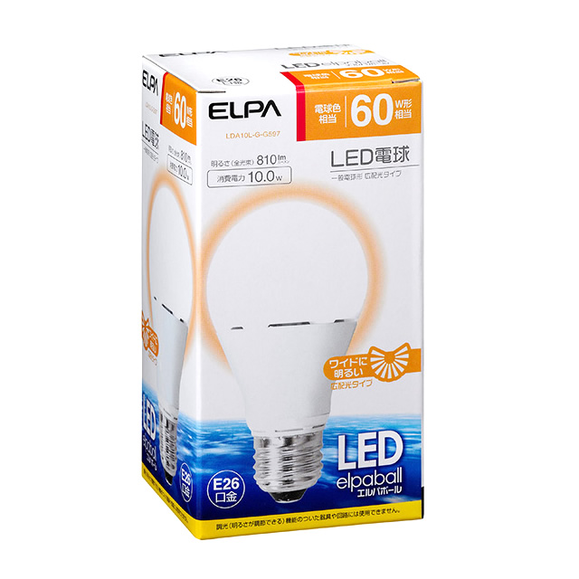 エルパ(ELPA) LDA10L-G-G597 LDA9D-G-G596 LED電球 一般電球型 エルパ(ELPA) LDA10L-G-G597 LDA9D-G-G596 LED電球 一般電球型
