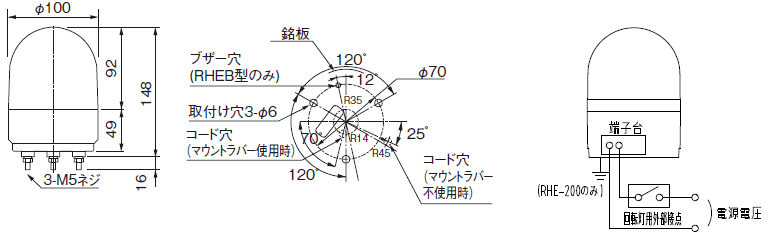 pgCg RT-24A LED^] 100mm RHE^ AC200V