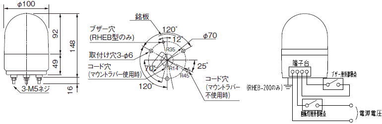 pgCg RHEB-100 ^LED] 100mm RT-A^ AC100V