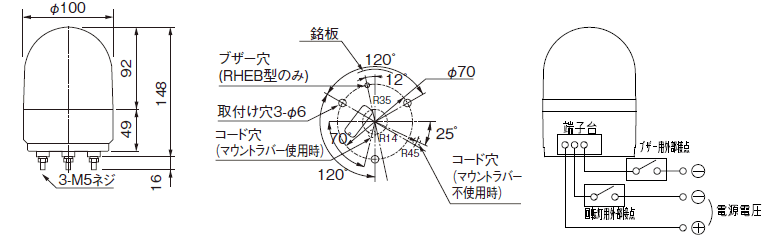 pgCg RHEB-24 ^LED] 100mm RT-A^ DC24V