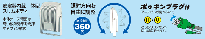 日動工業 LEN-F10D-BK, LEN-F10D-W 10W LEDエコナイター10 ノーマル