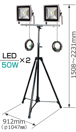 セット品)日動工業 LED作業灯 50W (LPR-S50D-3ME×2台 + S-01 + F-01 